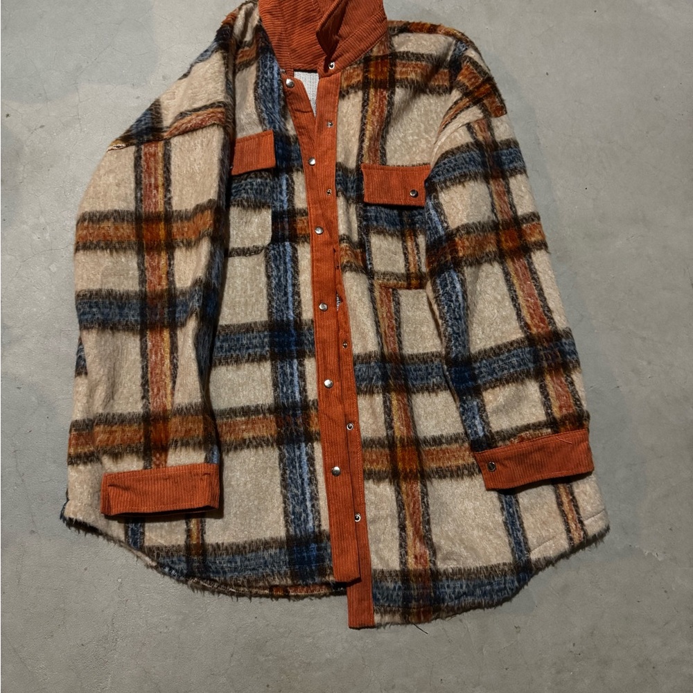Plaid Women’s Jacket with Corduroy Accents